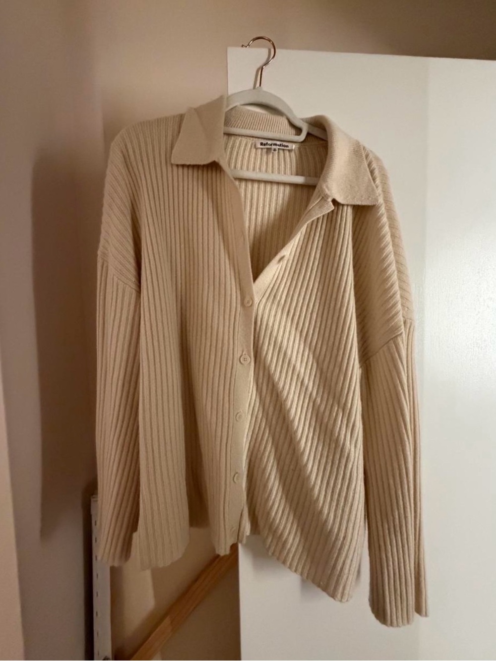 Reformation Fantino Cashmere Cardigan Cream Size Medium